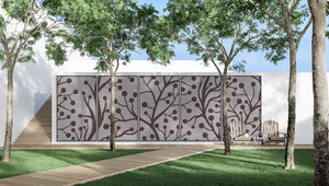 floral waves perforated design on white wall in residential optimized for mobile